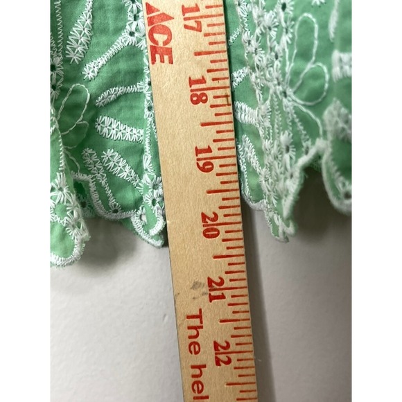 Nwt Loft Eyelet Skirt‎ Women's Small Green White Tiered Ruffle Hem Summer Cute - Picture 6 of 9